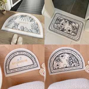 Ready Stock Diptyque Flower Leopard Semicircle Oval Rectangle Black White  Carpet Floor Mat Home Living Bedroom Bathroom Ikea Deco Furniture Cashmere Polyester Soft Fluffy Luxury Cozy Pretty Classic Simple Cheap Nice Modern Water Absorption Anti Slip