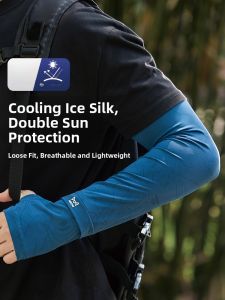 Miiow | Mens Cycling Sun Protection Ice Sleeve Outdoor Fishing UV Protection Extended Length Ice Silk Cool Feeling Guard Gloves Sleeve