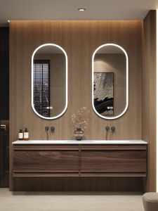Tủ Rửa Tay Đôi Màu Walnut Sẫm Phong Cách Cổ Điển