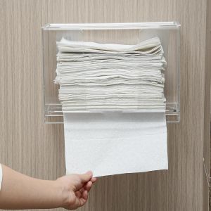 Acrylic Wall Mounted Tissue Box with Cover and Multi-layer Capacity