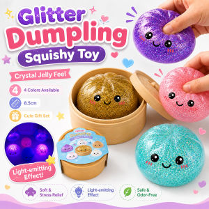 Glitter Dumpling Squishy Toy Stress Relief Giant Dumpling Squishy Toy Soft Sensory Squeeze Toy