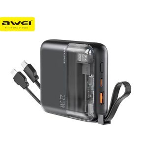 Awei P149K 10000mAh Powerbank Multiple Output Cable 22.5W Fast Charge LED Digital Display Long Battery Life