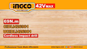INGCO 42V BL COMPACT IMPACT DRILL 99NM 2X2.0AH & CASE CIDLI429982