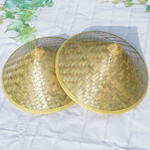Large Brim Straw Hat Bamboo Woven Green Skin Farmers Outdoor Sun Protection Dance Performance Props Customizable Text