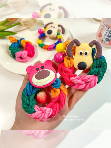 Adorable Dog Rainbow Thick Hair Ties Womens High Elasticity Durable Hair Bands Elastic Band Fashionable Hair Accessories