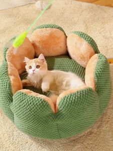 cat bed Nest Warm in winter pet bed for cat semi-enclosed cat house round Winter dog nest dog bed dog house Petaled bed for dog