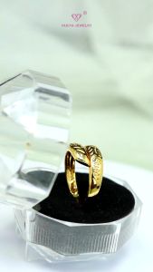 Yaxiya Cincin Wanita Spiral Polos Perhiasan Lapis Emas 18K 947