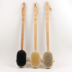 Long Handle Soft Bristles Shower Brush Pig and Horse Hair Brush Wet and Dry Dual Use