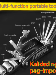 16-in-1 Folding Multi-Tool Bike Motorcycle Repair Kit Carbon Steel Portable Allen Key Screwdriver Set
