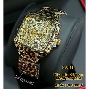 Jam tangan wanita Guess Leopard Diameter 4.0cm Rantai stainless steel Tanggal aktif free box dan baterai cadangan