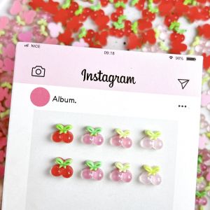 20PCS Creative Lovely Colorful Cherry Nail Art Charms 3D New Ice Transparent Cherry Resin Nail Decorations DIY Manicure Designs