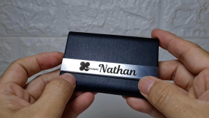 EvoCardLink | Custom Laser Marking Premium PU Leather Business Card Holder / Stainless Steel Name Card holders gift / door gift / EvoGadgets