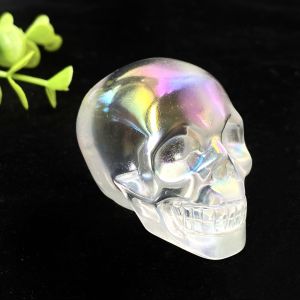 Random 1PC High Quality Aura K9 Skull Decoration Natural Crystal Raw Stone Birthday gift Scene decoration.