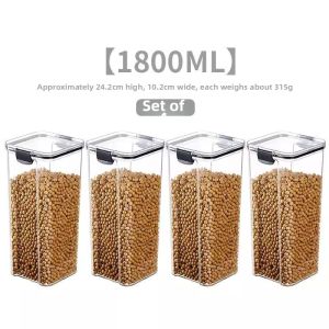 Airtight Transparent Plastic Storage Container for Grains Snacks Dry Goods Tea