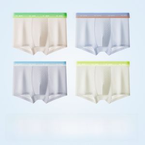 Miiow | Ice Silk Seamless Ice Silk Boxer Briefs For Boys Antibacterial Comfortable Developmental Period Underwear For Teenagers