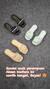 Terbaru Sandal Alexa Slop Anak Perempuan Model Mutiara Flat JJ-06 // Sandal Anak Anak Casual Kekinian