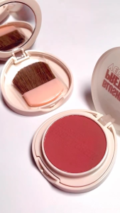 AshleyShine Waterproof Blush Powder Naturally Pigmented Blush on Long-lasting With Built in Mirror Brush AS9092