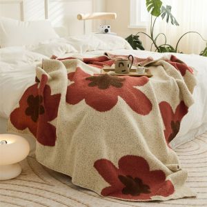 Knitted Half Velvet Blanket Sunflower Nap Blanket Single Casual Knitted Blanket Air Conditioner Blanket Warmth All Seasons