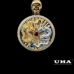 M1609HM Mặt và Dây chuyền thiết kế hình rồng đính đá CZ cao cấp sang trọng UHA