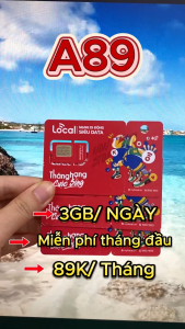 Sim Mobifone Local A89 Truy Cập Mạng Xã Hội 90GB/Tháng (3GB/Ngày) Gọi Nội mạng 500 Phút/Tháng Tháng đầu Sử Dụng Miễn Phí | FREESHIP - CHƯA KÍCH HOẠT