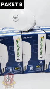 Takasimurah LED Bulb T 15W PAKET ISI 8 PCS Lampu LED Putih Terang Maksimal E27 SNI 15 WATT Bohlam LED Takasimurah Isi 8 pcs