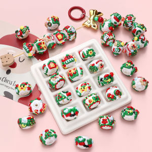 Christmas Acrylic Hand-Painted Beads DIY Bracelet Mobile Phone Chain Key Holder Bag Charm Fashion Jewelry Accessories