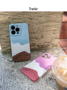 เคสโทรศัพท์ Tretar ปกป้องแบบเต็มจอพร้อมลายสีบล็อกตัดกัน ฝาป้องกันแบบนิ่ม TPU ฝาป้องกันแบบน้ำมัน สำหรับ iPhone 14