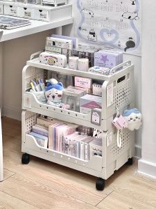 ชั้นวางของพกพาแบบเคลื่อนที่สำหรับหนังสือและของใช้ในห้องนอน ชั้นวางของพลาสติกแบบย้ายได้สำหรับนักเรียนและหอพักพนักงานออฟฟิศ