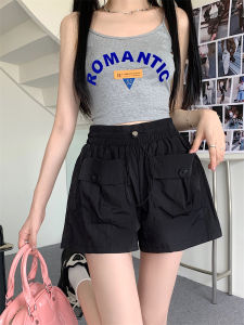 Slimming Design Korean Style Workwear Shorts Women Summer Hot Girl Wide Leg A-Line Pants Drawstring High Waist Casual Trousers