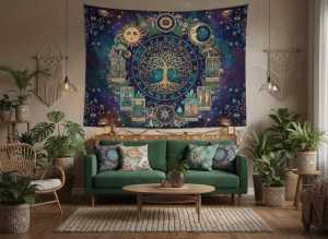 VIKAMA Tarot Tree of Life Tapestry Constellation Astrology Background Cloth Mysterious Witch Wind Meditation Room Decoration