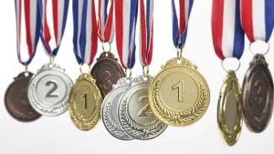3Pcs/Set Winner Medals Gold Silver Bronze Award Medals Competition Medals with Ribbon