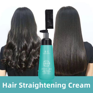 Local Seller ready stock hair straightener cream comb with straighting hair permanent natural herbal hair softener cream Hair Care Straight Hair Rebonding Cream Krim Pelurus Rambut Pengikat 拉直发膏 improving hair fullness