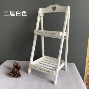 American Country Retro Solid Wood Multi-Layer Foldable Small Flower Stand Balcony Floor Trapezoidal Succulent Plant Storage Rack Wooden