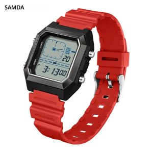 SANDA 6307 นาฬิกาดิจิตอลแฟชั่นสำหรับผู้ชายมัลติฟังก์ชั่นโครโนกราฟเรืองแสงปฏิทินกีฬากลางแจ้งนาฬิกาอิเล็กทรอนิกส์กันน้ำ