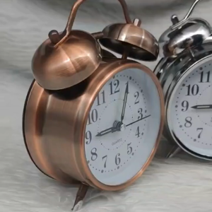 Large Size Vintage Classic Metal Twin Bell Alarm Clock Silent Quartz Movement Night Light Loud Bell