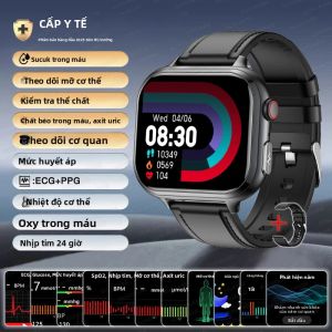 Đồng Hồ Thông Minh Y Tế Cao Cấp 2025 Dành Cho Nam Giới Theo Dõi Điện Tâm Đồ (ECG) + Đo Nhịp Tim (PPG) Đường Huyết Lipid Máu Axit Uric Huyết Áp Thiết Bị Theo Dõi Sức Khỏe Hệ Điều Hành Android Wear.