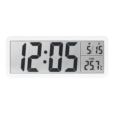 Digital Wall Clock Electronic Wall Mounted LCD Disply Clocks Multifunctional Temperature and Time Week Display Battery Powered