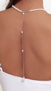 Vintage Elegant Simulated Pearls Clavicle Choker Necklace For Women Long Chain Tassel Pendant Wedding Jewelry Bikini Chest Chain