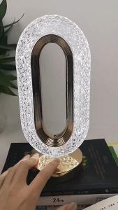 LED Crystal Table Lamp Bedside Night Light Acrylic Bar Tricolor Luxury Nordic Reading Office Desk Lamps
