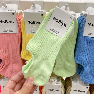 เกาหลี  ผู้หญิง มองไม่เห็น ผ้าฝ้าย ถุงเท้าบางส่วนสีบริสุทธิ์ เรียบง่าย ดีไซน์ ถุงเท้าเรือสีลูกกวาด ฤดูร้อน สวมใส่ในบ้าน