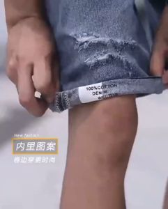 กางเกงขาสั้นสำหรับผู้ชายกางเกงยีนส์ขาดเอวยางยืดรัดข้อเท้ากางเกงกีฬากางเงขาสั้นห้าส่วนสไตล์เกาหลี