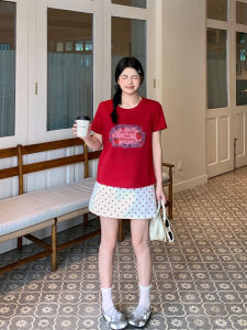 MASISI | Vintage Dots Printed Short Flared Loose Slimming Skirt