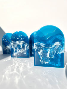 Creative Acrylic Wave Fluid Painting Makeup Brush Holder Desktop Storage Box High Aesthetic Value Decorative Ornaments