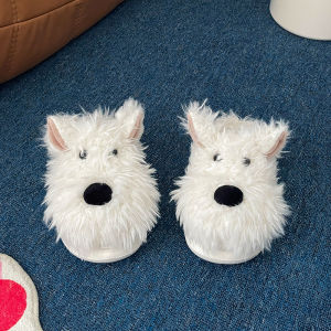 IELGY Cute thick-bottomed wool slippers womens 2024 cartoon heightened non-slip toe cotton slippers