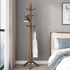 Solid Wood Floor Bedroom Coat Rack New Chinese Style Living Room Simple Floor Clothes Hanger Minimalist Modern Household Hangers
