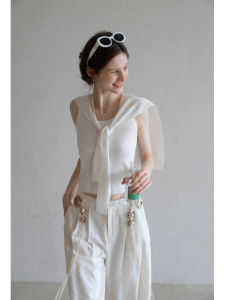 เสื้อกั๊กถักแขนกุดทรงสลิมฟิต EGGKA สำหรับผู้หญิง ชุดสองชิ้น ผ้าโพลีเอสเตอร์ ระบายอากาศได้ดี ทรงเข้ารูป ฤดูร้อน 2025