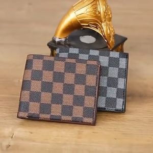 Ví nam ngắn kẻ caro FRD02 bóp da nhiều ngăn thời trang sành điệu
