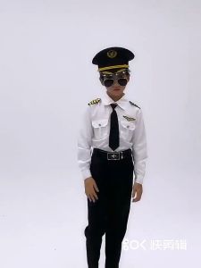 6PCS Pilot Costume for Kids Boys Girls Set Captain Uniform Flight Attendant Costume Pilot Career Guidance Costume Airline Pilot  Attendant Cosplay