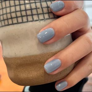 Handmade Short Wearing False Nails White Enhancing Finished Product Blue Pure Color Suitable for Pregnant Women Nail Patches