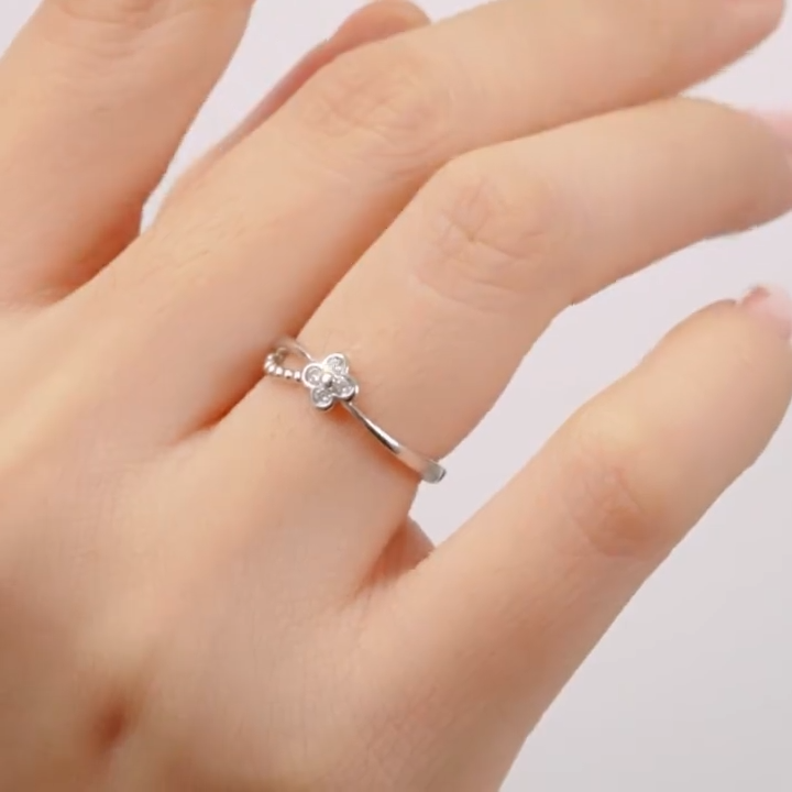 Nhẫn Bạc 925 Nữ HGJG Họa Tiết Cỏ Bốn Lá May Mắn Tinh Tế, Đeo Hằng Ngày ...